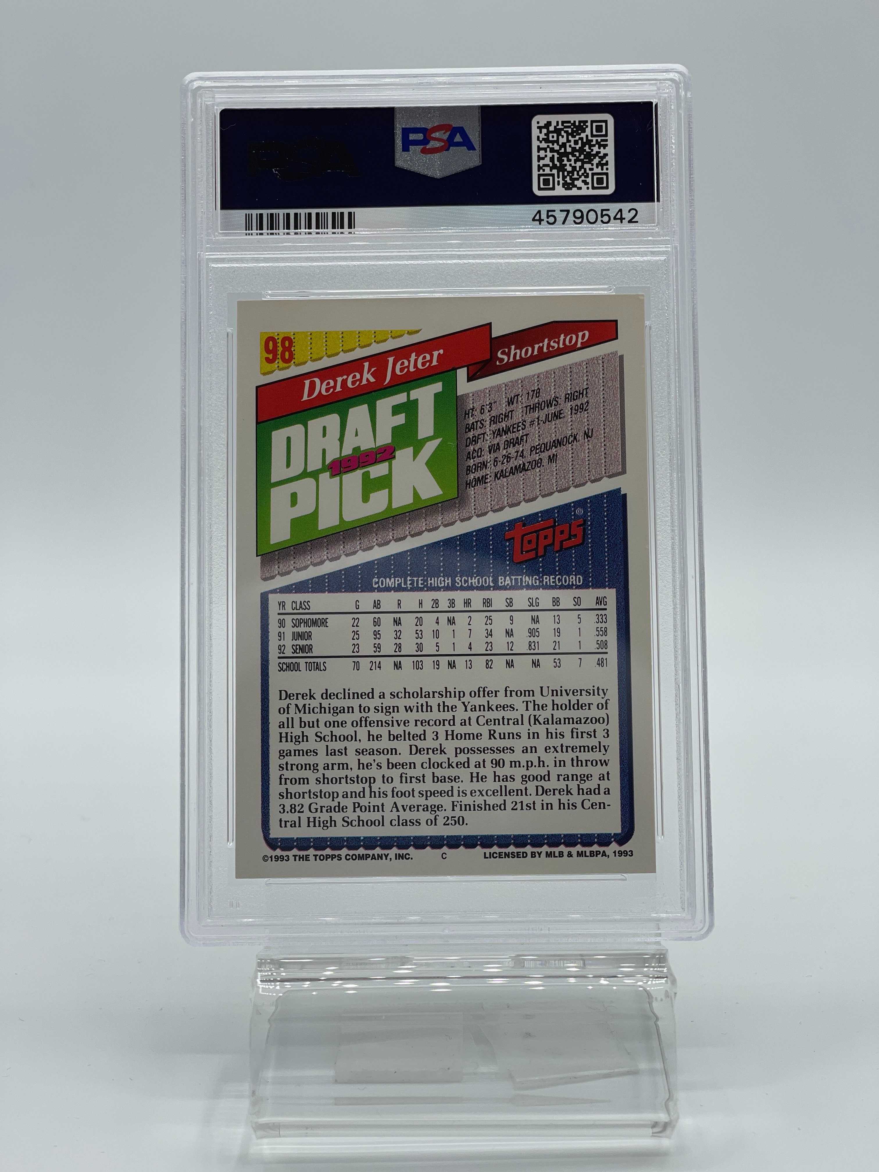 1993 Topps Derek Jeter Rookie Card PSA 9
